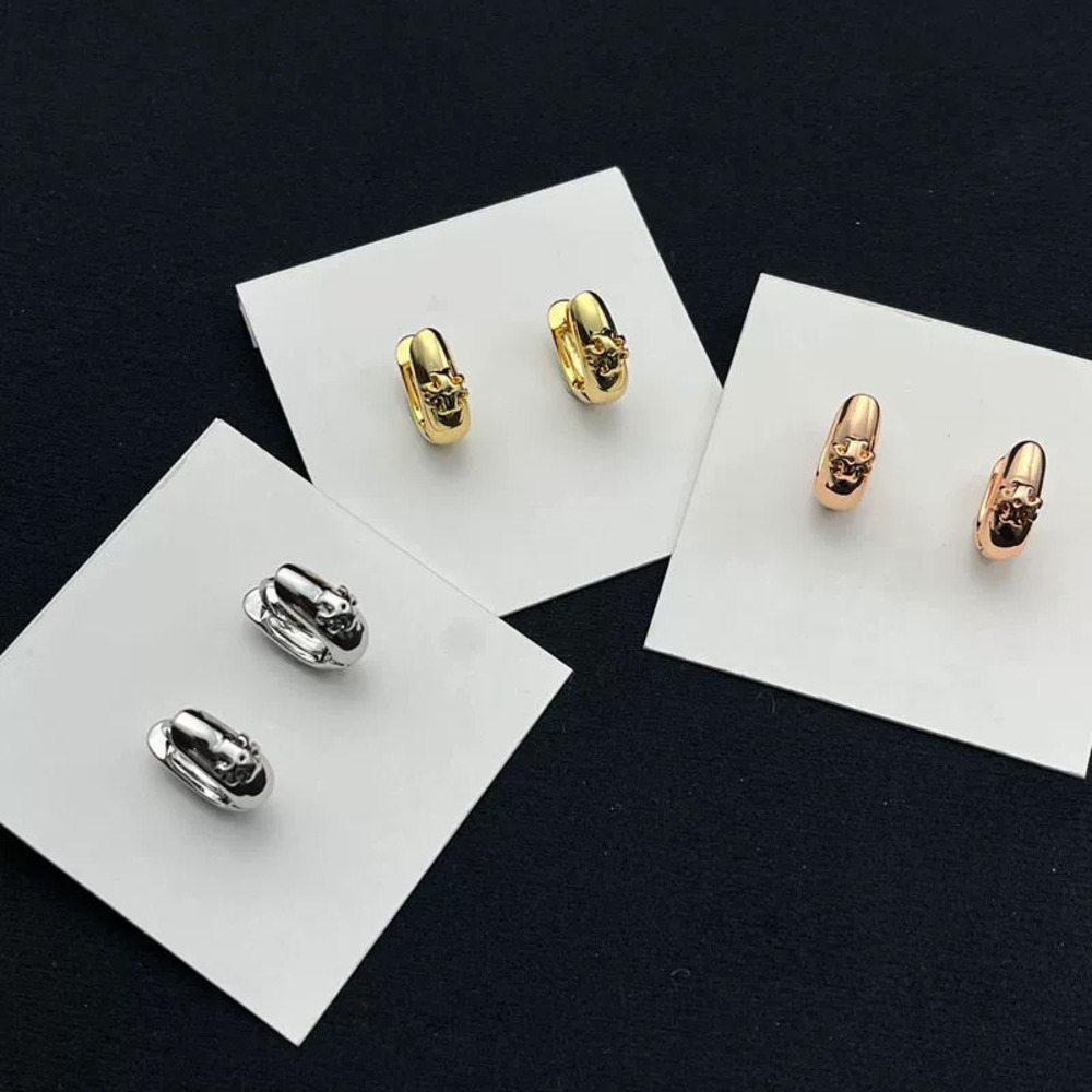 Tory Burch Gold Plated Copper Double Sided Polished Earrings